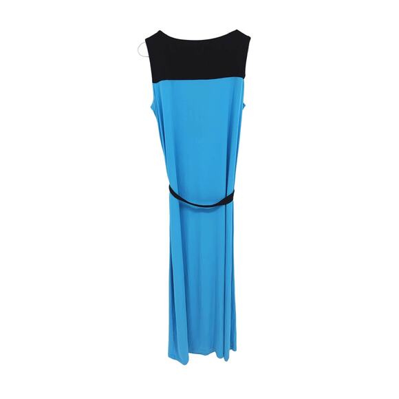 New York & Company Stretch Black Blue Sleeveless Maxi Dress with Belt Size M - Picture 4 of 7